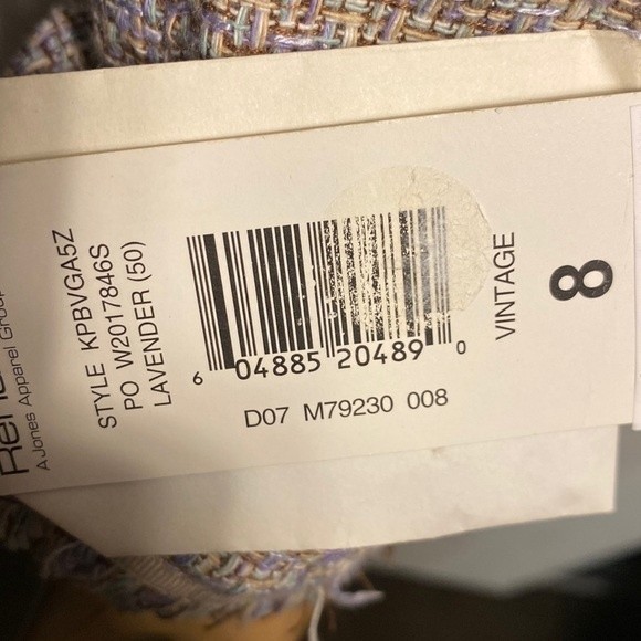 Rena Rowan Tweed Blazer Jacket Lavender Beige at the waist Fringe Edged size 8 - Picture 11 of 17